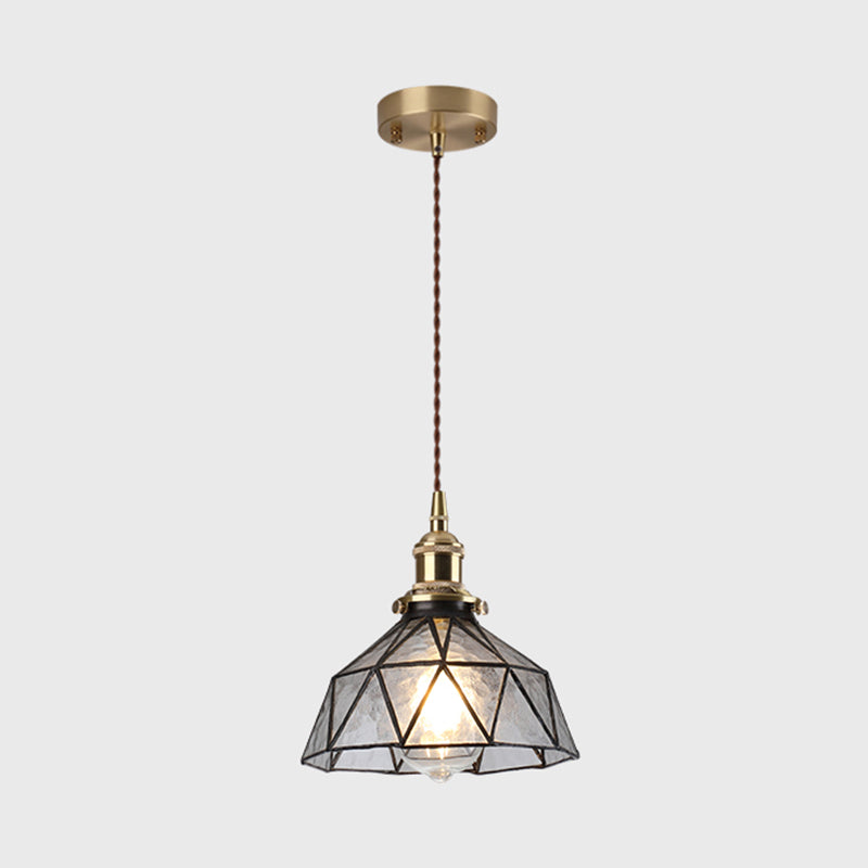 Icy Clear Glass Hanging Lamp Geometrisch Patroon 1 Lichte kom Tiffany-stijl Hanglamp in de stijl