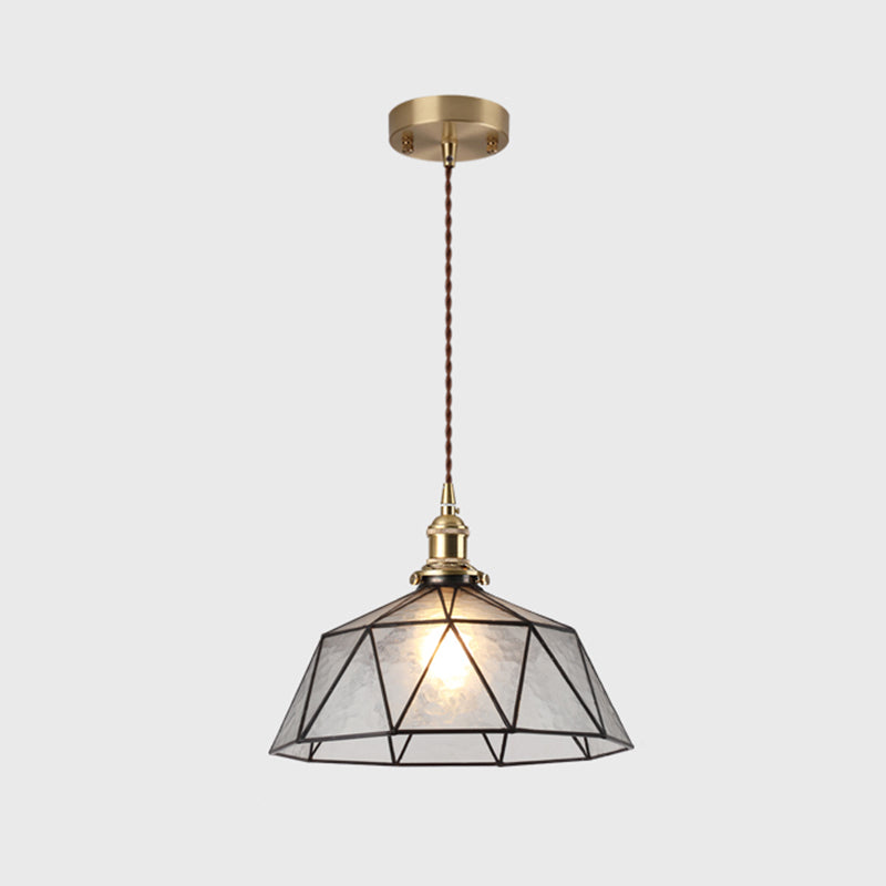 Icy Clear Glass Hanging Lamp Geometrisch Patroon 1 Lichte kom Tiffany-stijl Hanglamp in de stijl