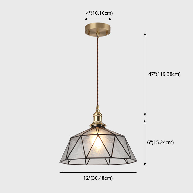 Icy Clear Glass Hanging Lamp Geometrisch Patroon 1 Lichte kom Tiffany-stijl Hanglamp in de stijl