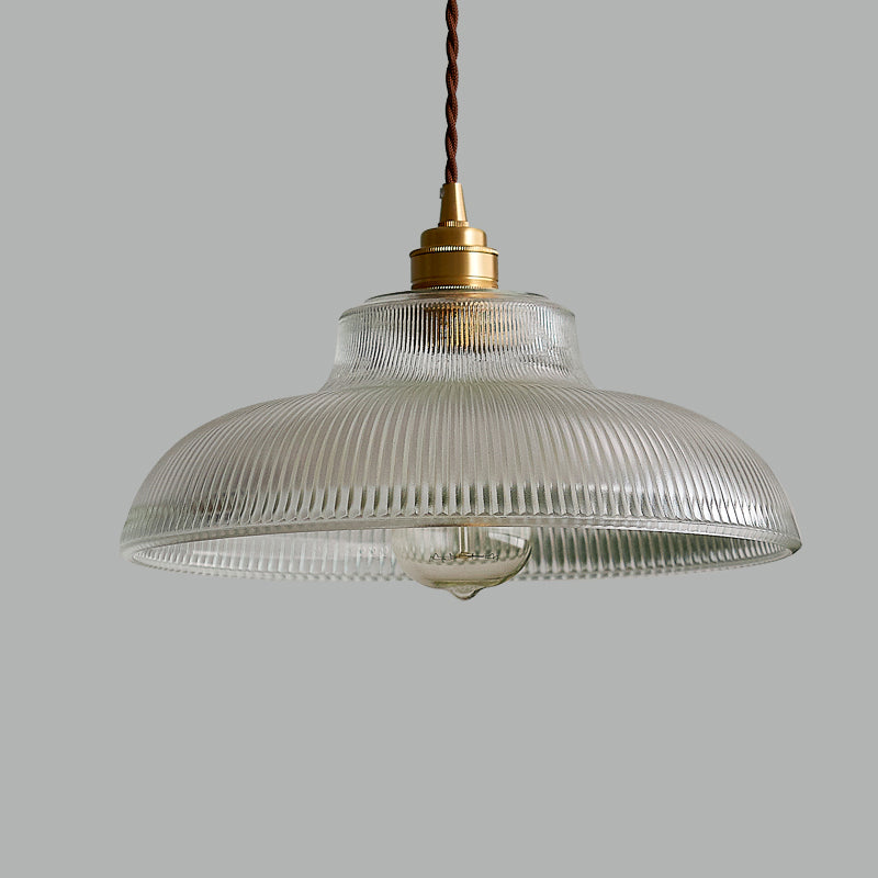 Retro Industrial 1 Light Pendant Prismatic Clear Glass Dome Pendant Lamp for Coffee Shop