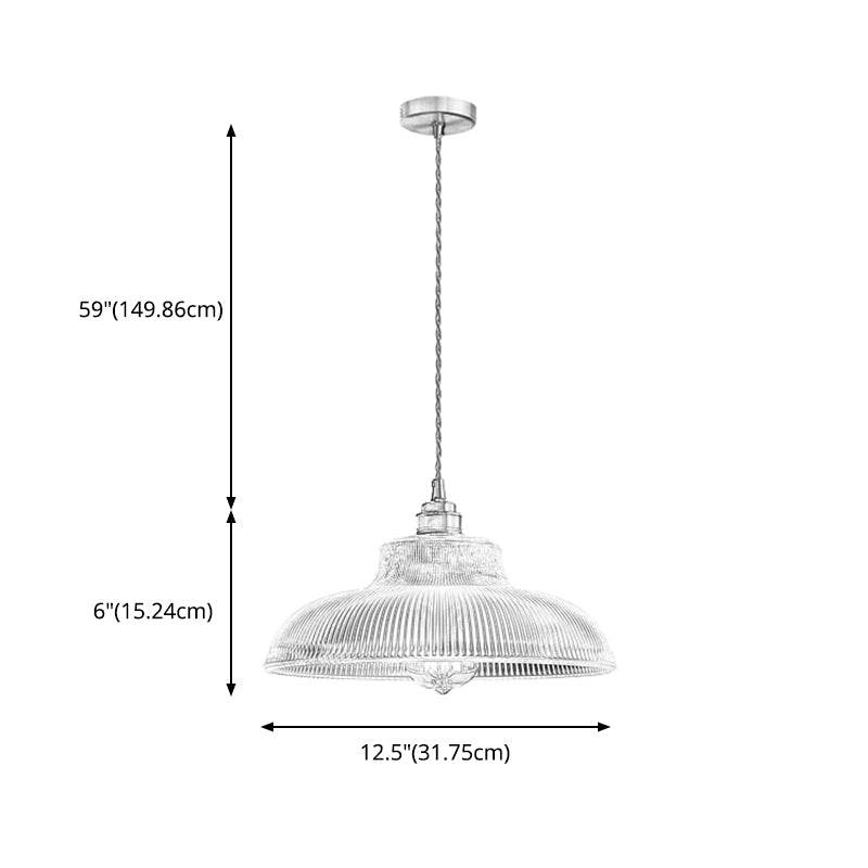 Retro Industrial 1 Light Pendant Prismatic Clear Glass Dome Pendant Lamp for Coffee Shop