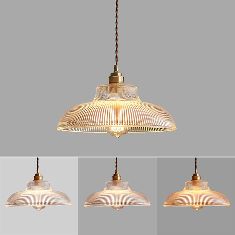 Retro Industrial 1 Light Pendant Prismatic Clear Glass Dome Pendant Lamp for Coffee Shop