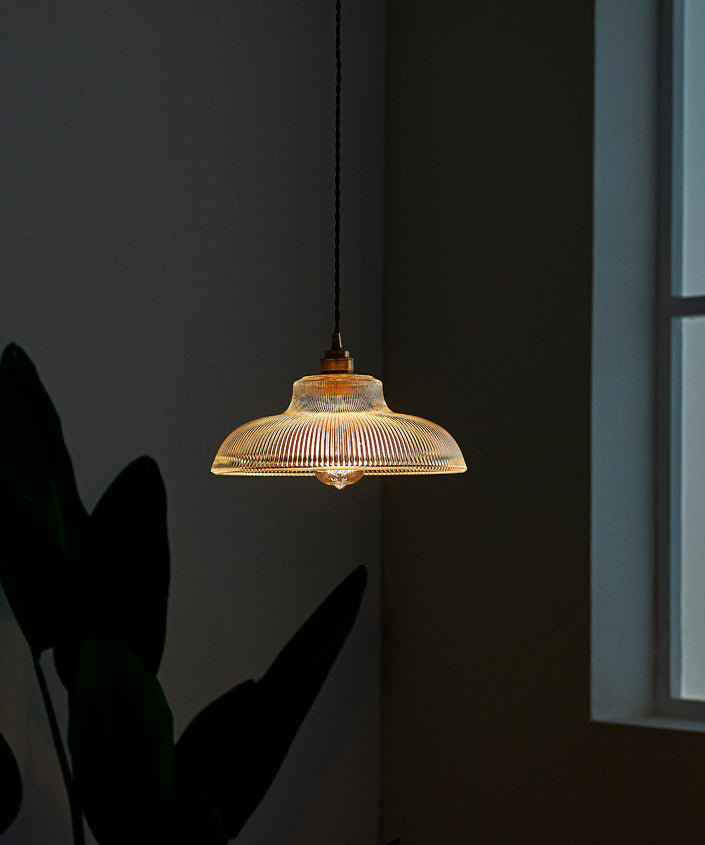 Retro Industrial 1 Light Pendant Prismatic Clear Glass Dome Pendant Lamp for Coffee Shop