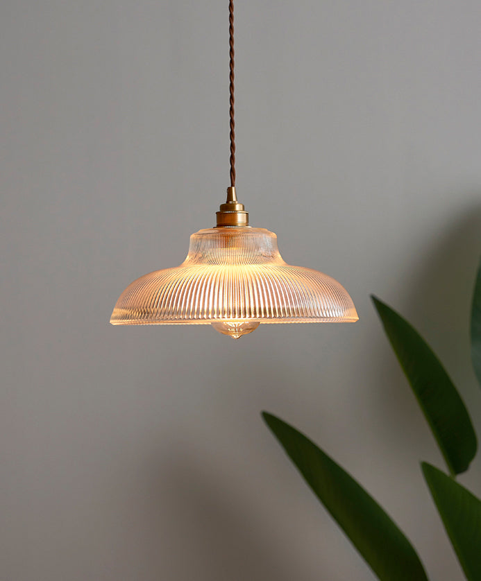 Retro Industrial 1 Light Pendant Prismatic Clear Glass Dome Pendant Lamp for Coffee Shop