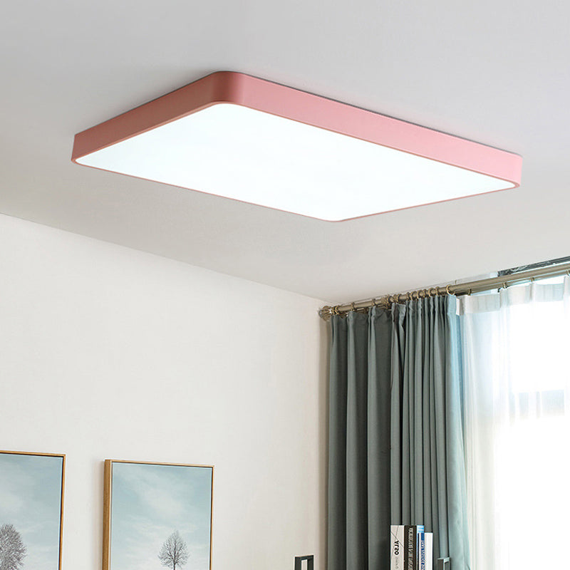 Lampada da soffitto quadrata/rettangolare Semplicità Metallo LED Rosa Flush Mount Illuminazione in luce calda/bianca, 19.5 "/25.5" Lungo