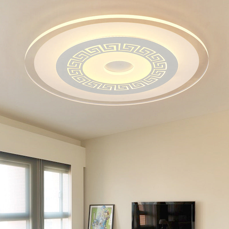 16 "/19.5" /23.5 " W Disque blanc à DEL Flush Lamp Chinese Style Ultrathin Acrylique Ceiling Flush Mount in Warm / White Light