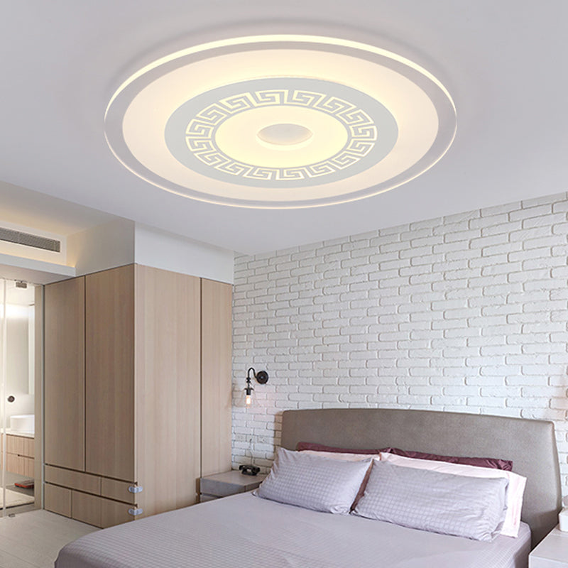 16 "/19.5" /23.5 " W Disque blanc à DEL Flush Lamp Chinese Style Ultrathin Acrylique Ceiling Flush Mount in Warm / White Light