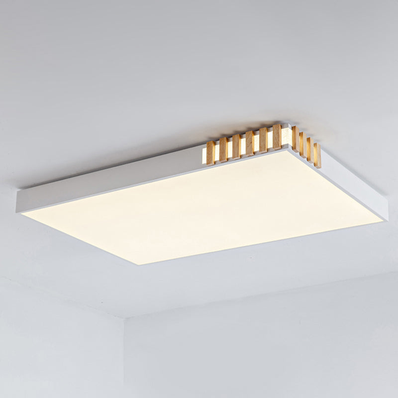 White Rectangular Ceiling Fixture Nordic Style LED Metal Flush Mount Lamp for Living Room