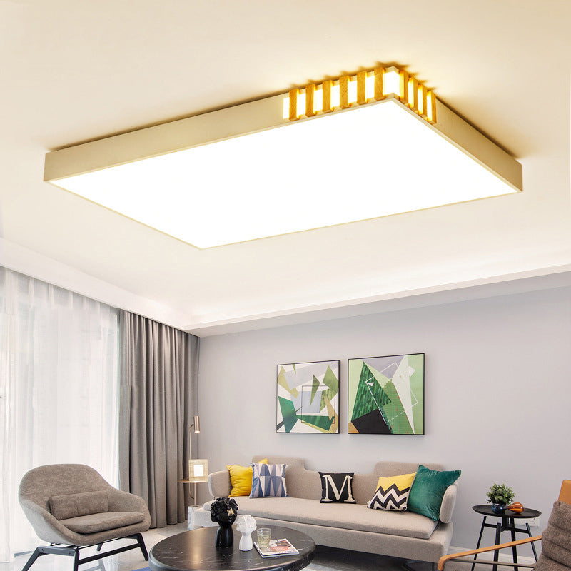 White Rectangular Ceiling Fixture Nordic Style LED Metal Flush Mount Lamp for Living Room