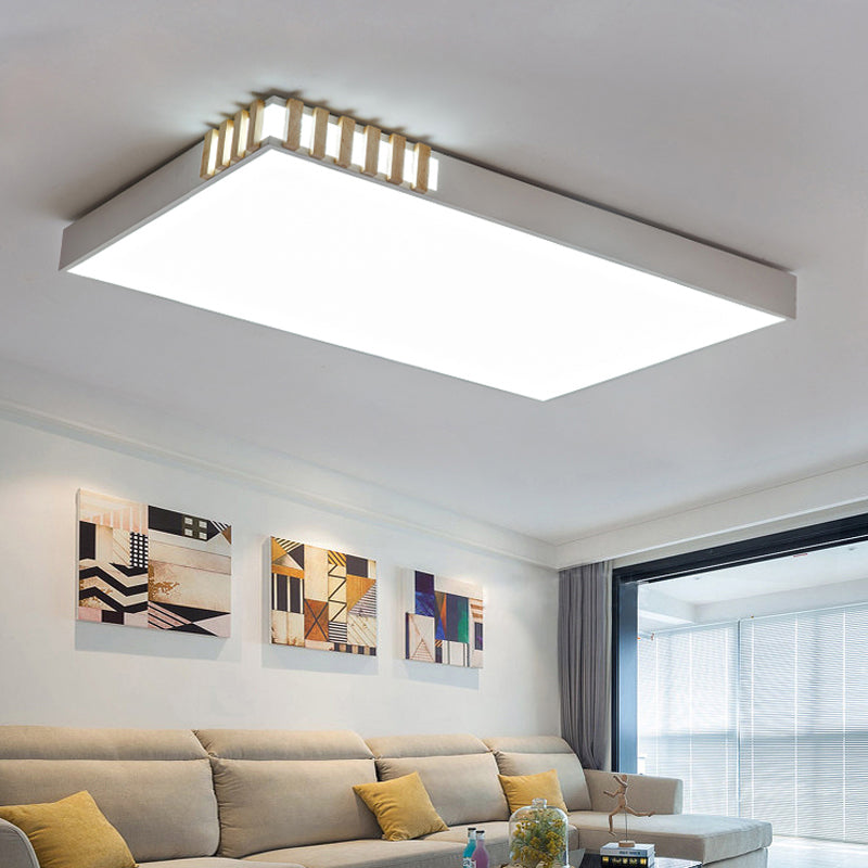 Lámpara de techo rectangular blanca lámpara de Sala de estar incrustada en metal LED de estilo Nórdico