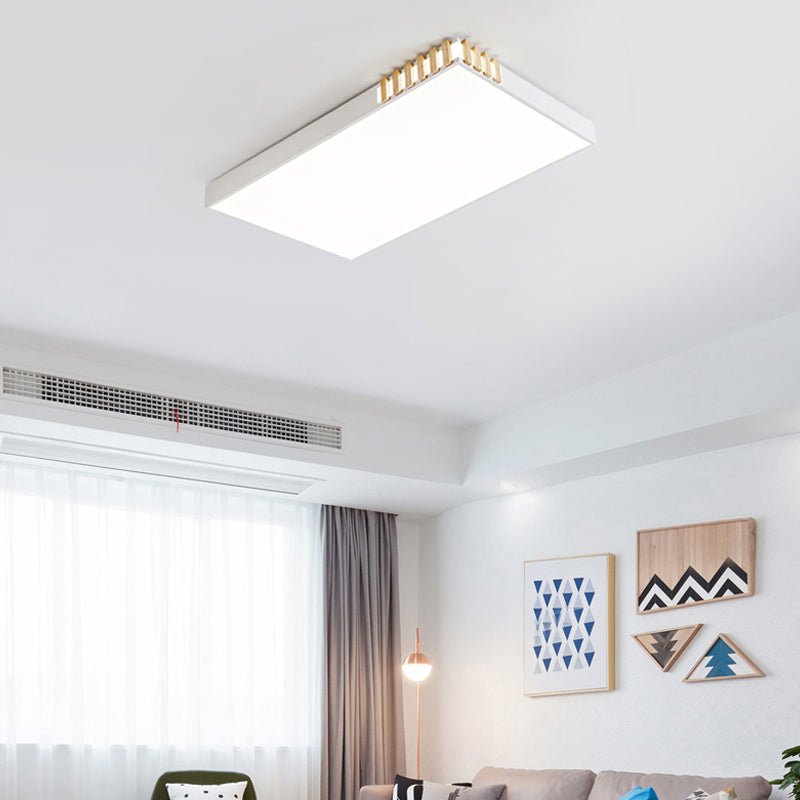 Lampada da soffitto rettangolare bianca Nordic Style LED Metallo Flush Mount per Soggiorno