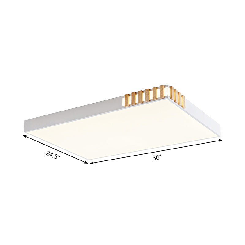 White Rectangular Ceiling Fixture Nordic Style LED Metal Flush Mount Lamp for Living Room