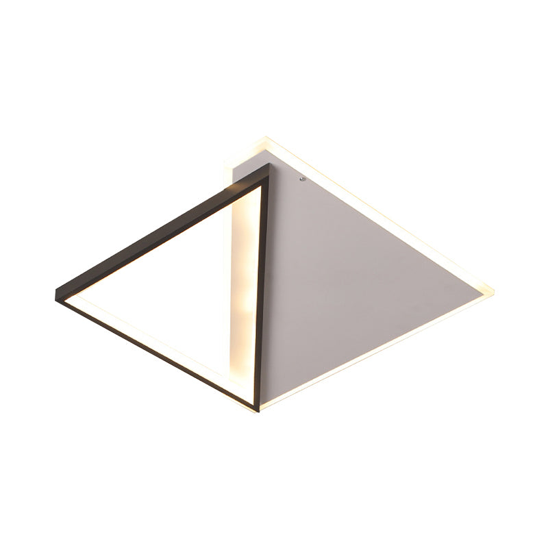 16,5 "/20.5" W Simple LED Ceiling Flush Light Metallic Black and White Rhombus Indoor Lighting, Warm / White Light