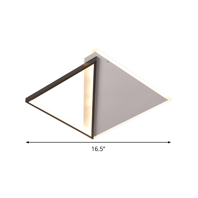 16,5 "/20.5" W Simple LED Ceiling Flush Light Metallic Black and White Rhombus Indoor Lighting, Warm / White Light