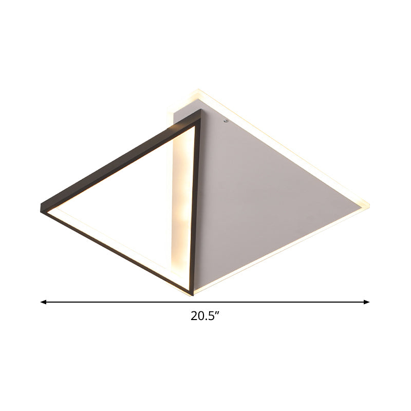 16,5 "/20.5" W Simple LED Ceiling Flush Light Metallic Black and White Rhombus Indoor Lighting, Warm / White Light