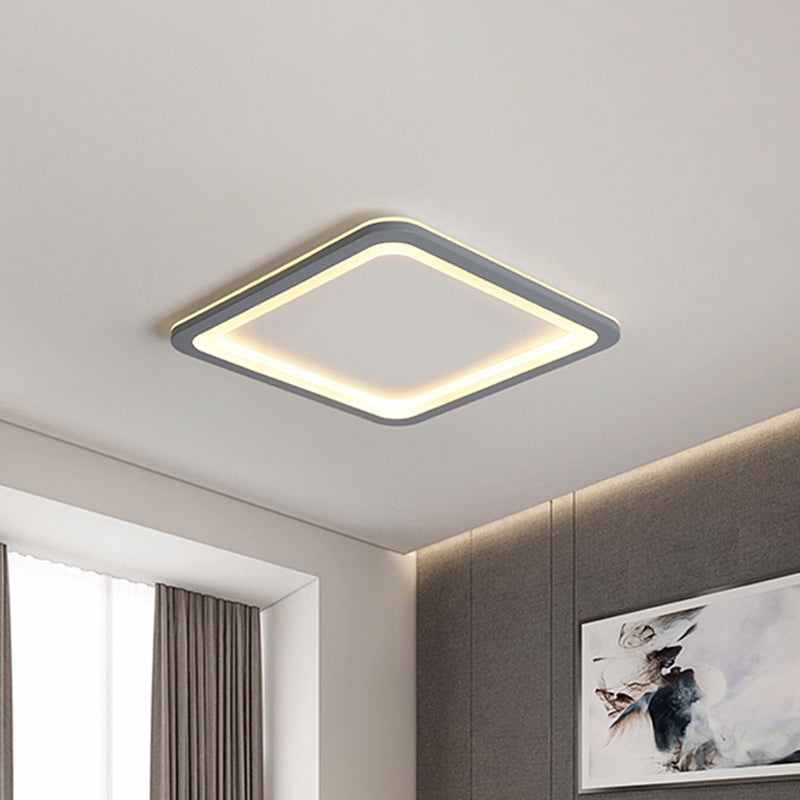 10 "/14.5 "/19" W Grigio Scatola Quadrata Luce Flush Stile Moderno Acrilico LED Lampada da Soffitto in Luce Calda/Bianca