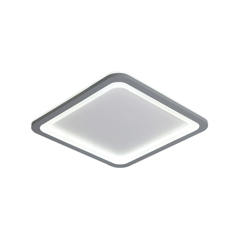 10"/14.5"/19" W Grey Square Box Flush Light Modern Style Acrylic LED Ceiling Lamp in Warm/White Light