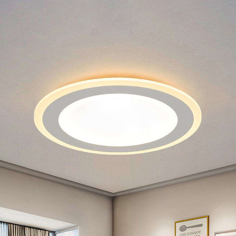 Lampada da incasso rotonda minimalista da 16"/20,5" diametro LED super sottile in acrilico bianco con montaggio a soffitto in luce calda/bianca