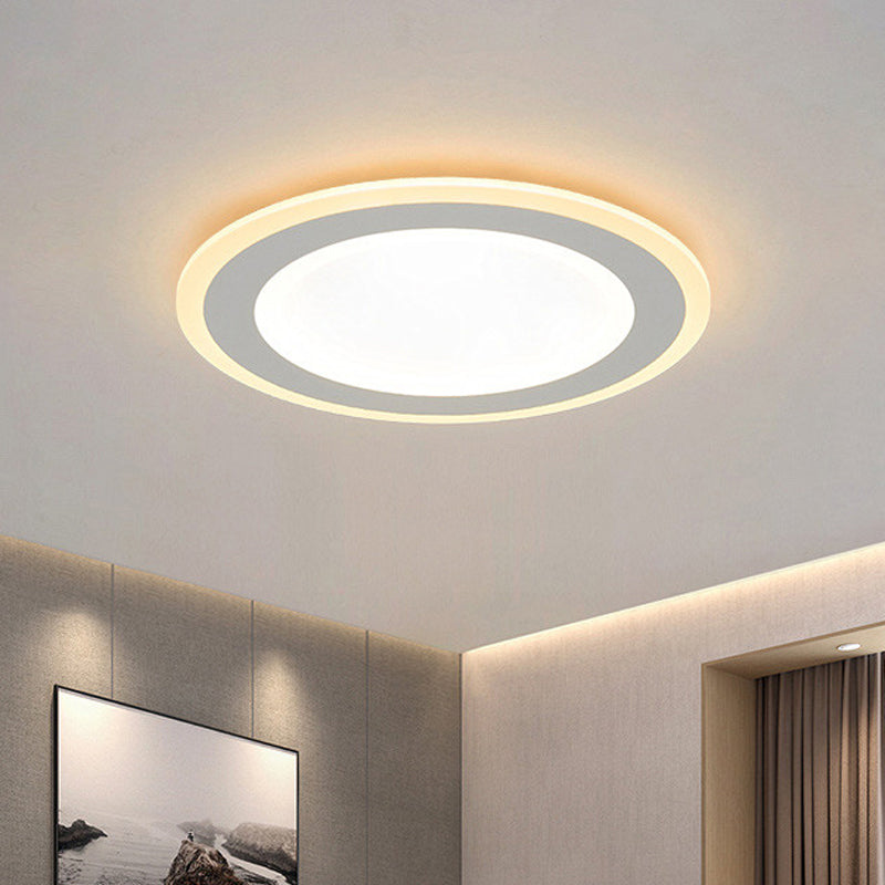 Plafonnier rond minimaliste à LED en acrylique blanc super fin, éclairage de plafond, lumière chaude/blanche, 16/20.5 pouces de diamètre