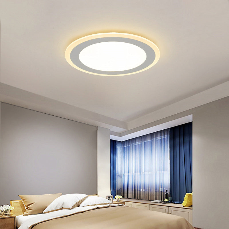 Lampada da incasso rotonda minimalista da 16"/20,5" diametro LED super sottile in acrilico bianco con montaggio a soffitto in luce calda/bianca