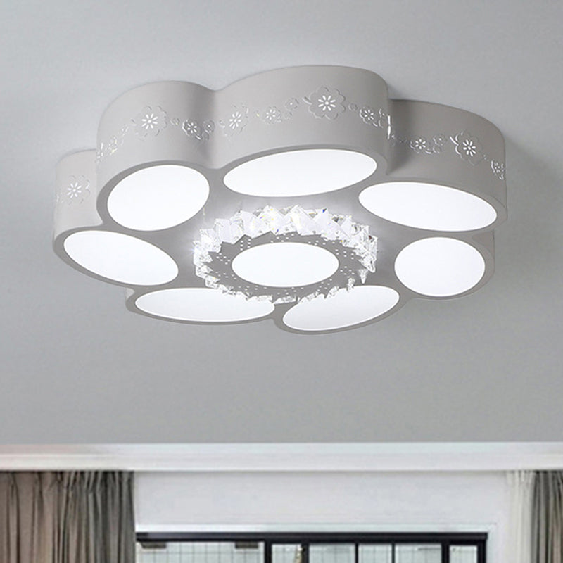 Modern Stylish Flower Flush Mount Lamp Metallic LED White Ceiling Light Fixture in Warm/White Light/Remote Control Stepless Dimming