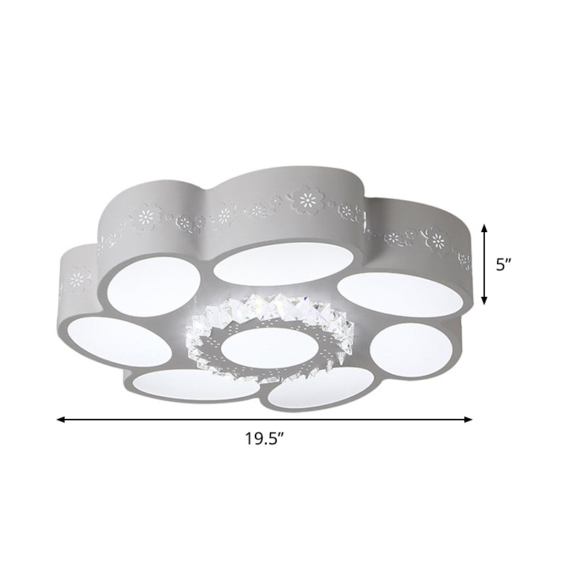 Lampe de style moderne Flower Flush Mount Lamp LED Metallic White Ceiling Light Fixture in Warm / White Light / Remote Control Stepless Dimming