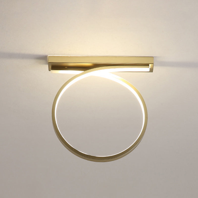 Luminaria circular minimalista para montaje en techo, iluminación LED acrílica empotrada para dormitorio en oro, luz blanca/cálida