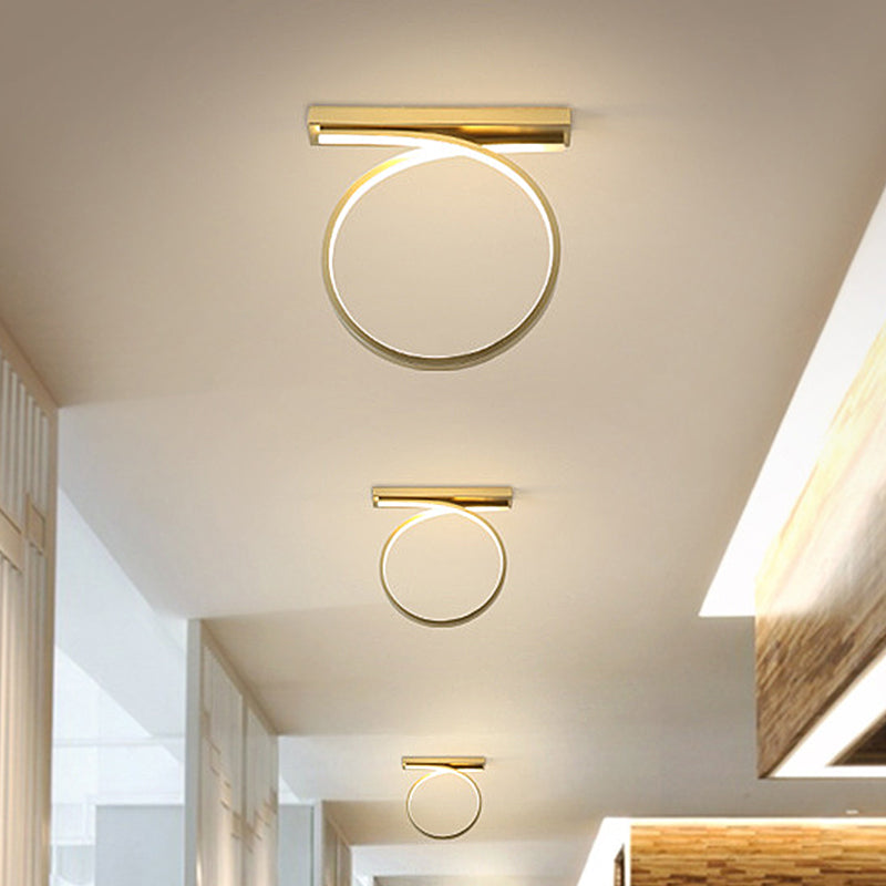 Minimalist Circular Ceiling Mount Light Fixture Acrylic LED Bedroom Flushmount Lighting in Gold, Warm/White Light