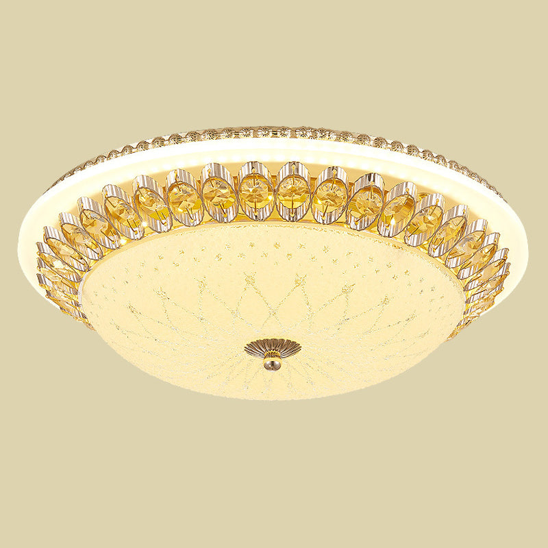 Gold Circular Metal LED Ceiling Fixture in Modern Concise Style Crystal Flush Mount for Corridor