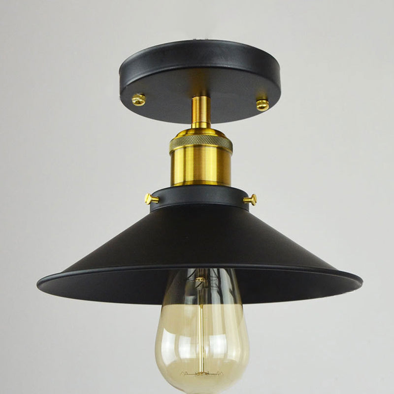 1 Light Metal Semi Flush Light Fixtures Retro Hall And Foyer Semi Flush Mount Ceiling Fixture