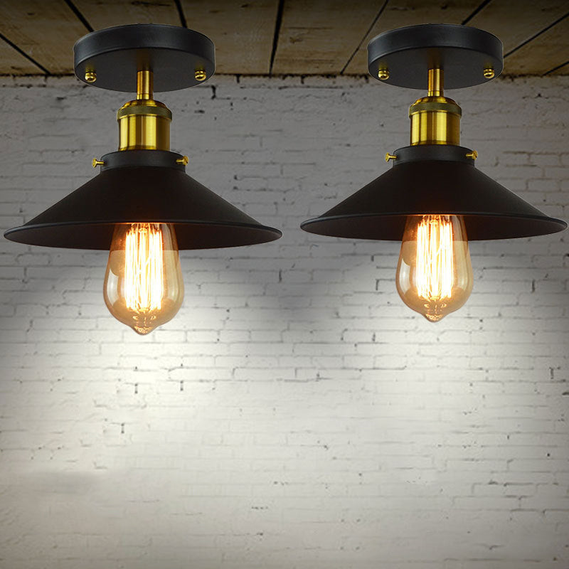 1 Light Metal Semi Flush Leuchten Retro Hall und Foyer Semi Flush Mount Deckenbehandlung