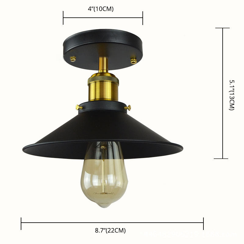 1 Light Metal Semi Flush Light Fixtures Retro Hall And Foyer Semi Flush Mount Ceiling Fixture