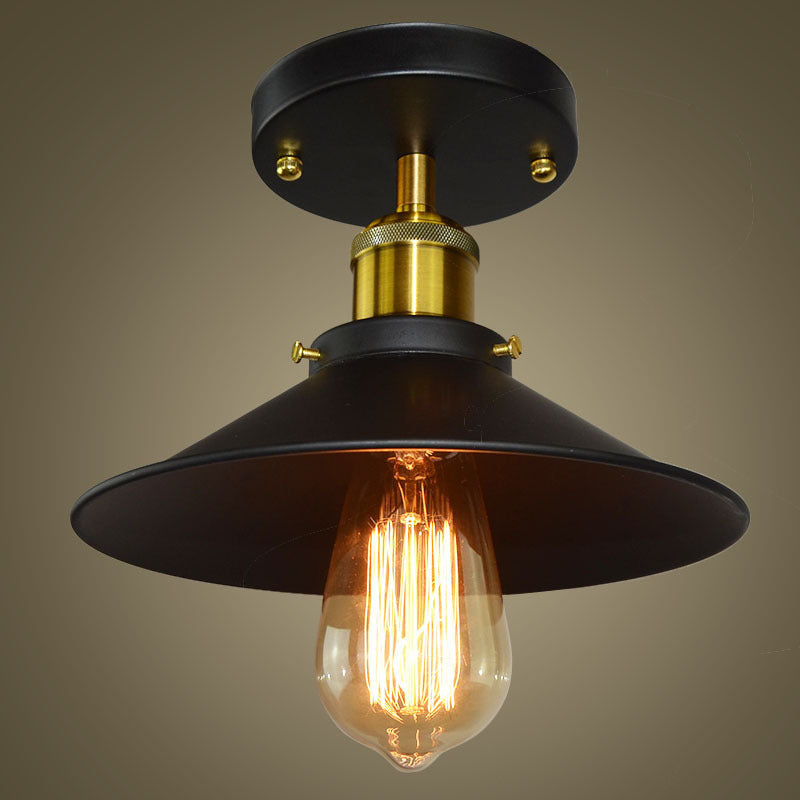 1 Light Metal Semi Flush Light Fixtures Retro Hall And Foyer Semi Flush Mount Ceiling Fixture