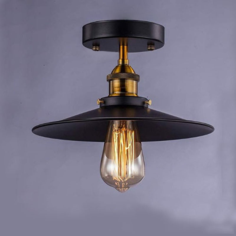 1 Light Metal Semi Flush Leuchten Retro Hall und Foyer Semi Flush Mount Deckenbehandlung