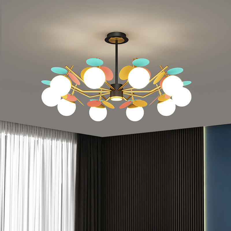 Shaded Metal Chandelier Lighting Fixture Modern Style Pendant Light Kit for Living Room