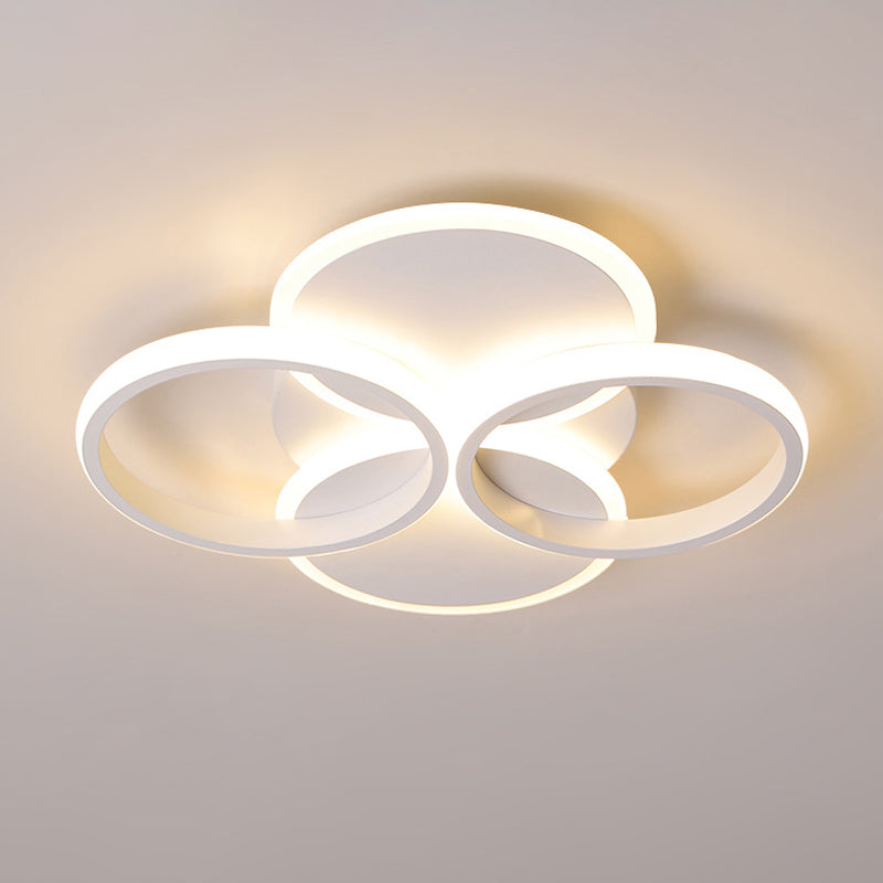 16"/19.5" W Acrylic Ring Ceiling Mount Simple LED Black/White Flush Mount Lighting Fixture in Warm/White Light