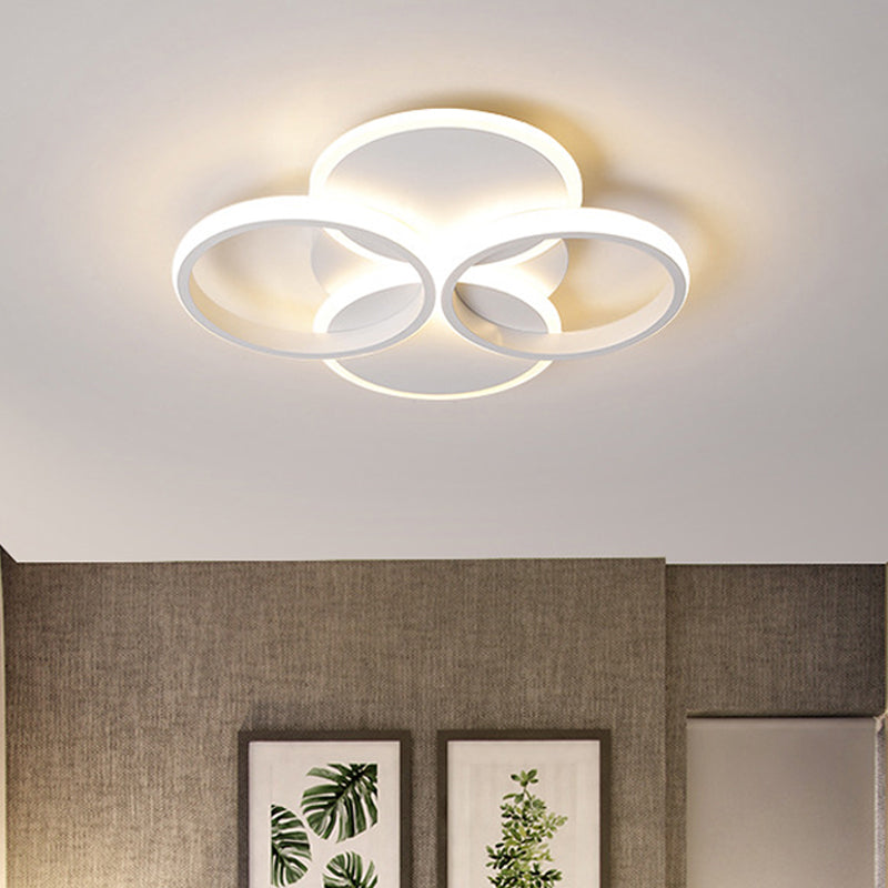 Apparecchio di illuminazione per montaggio a soffitto con anello in acrilico da 16"/19,5" W LED semplice nero/bianco con montaggio a incasso in luce calda/bianca