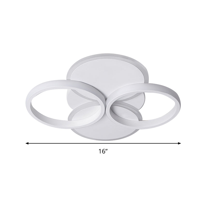 16"/19.5" W Acrylic Ring Ceiling Mount Simple LED Black/White Flush Mount Lighting Fixture in Warm/White Light