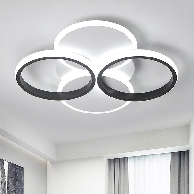 16"/19.5" W Acrylic Ring Ceiling Mount Simple LED Black/White Flush Mount Lighting Fixture in Warm/White Light