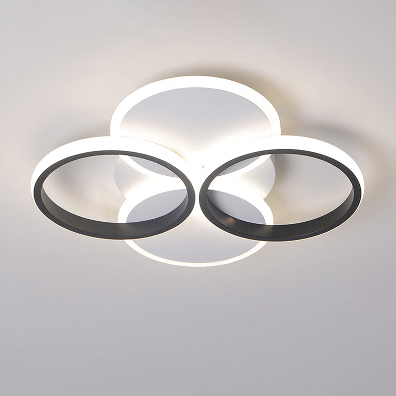 16"/19.5" W Acrylic Ring Ceiling Mount Simple LED Black/White Flush Mount Lighting Fixture in Warm/White Light