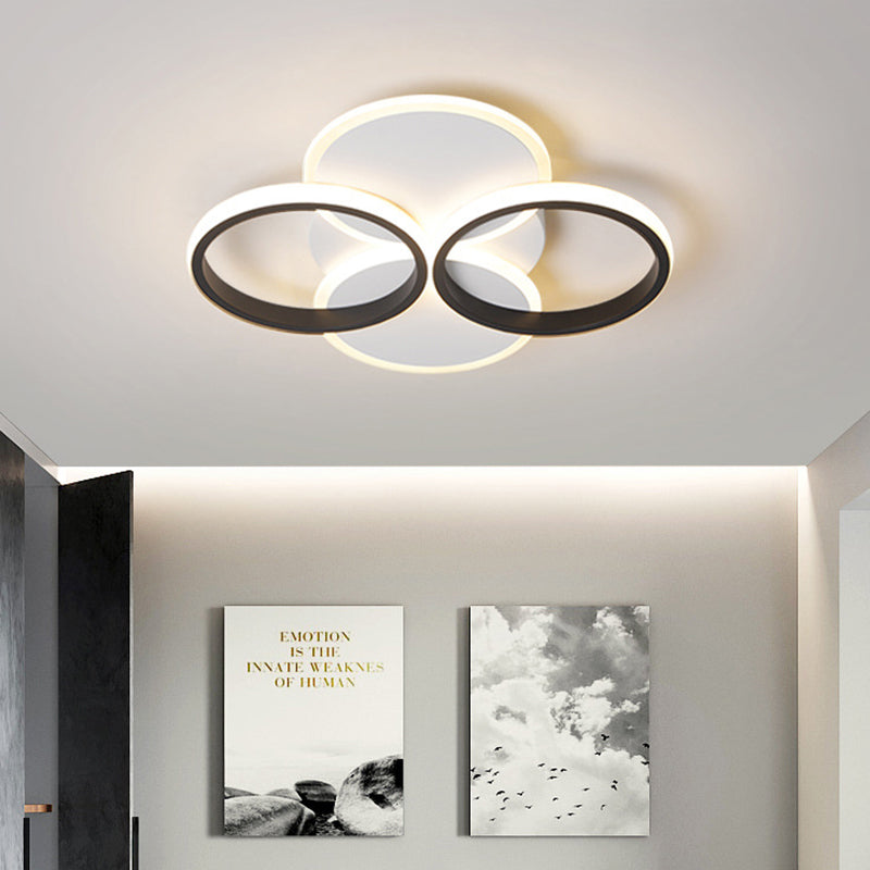 Apparecchio di illuminazione per montaggio a soffitto con anello in acrilico da 16"/19,5" W LED semplice nero/bianco con montaggio a incasso in luce calda/bianca