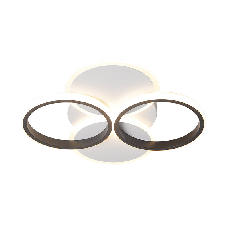 16"/19.5" W Acrylic Ring Ceiling Mount Simple LED Black/White Flush Mount Lighting Fixture in Warm/White Light