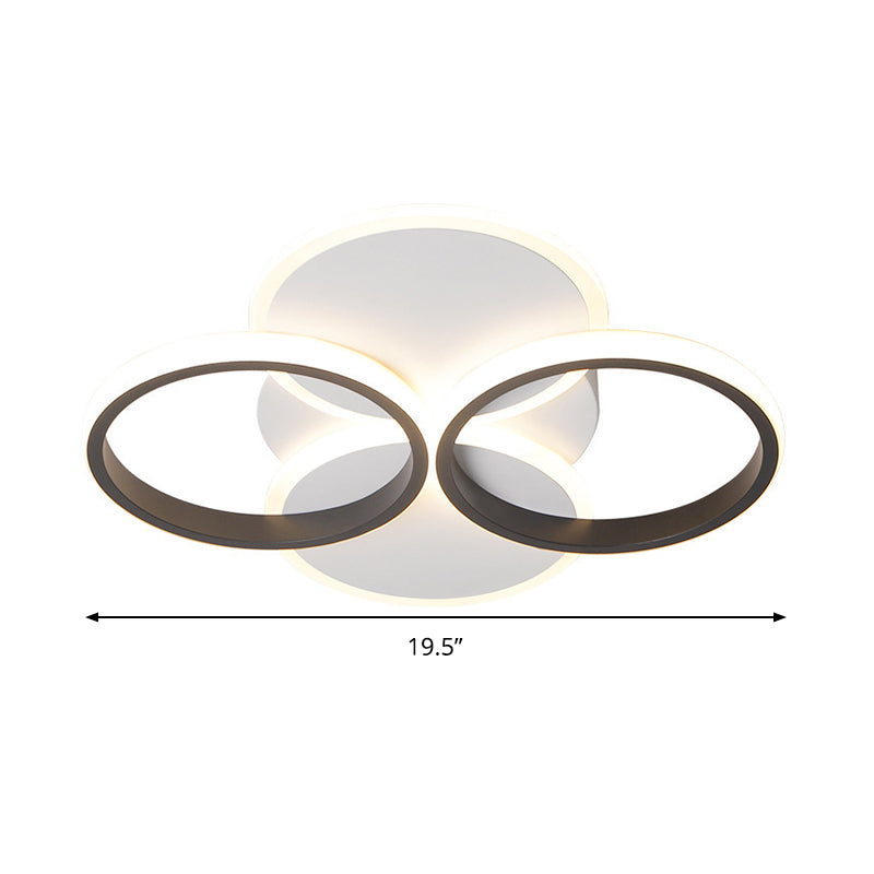 16"/19.5" W Acrylic Ring Ceiling Mount Simple LED Black/White Flush Mount Lighting Fixture in Warm/White Light