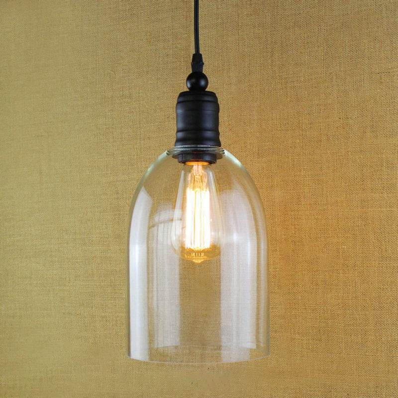 Heldere glazen schaduw hanglamp vintage industriële stijl enkele lamp hanglicht met 39,3 "verstelbare suspensiedraad