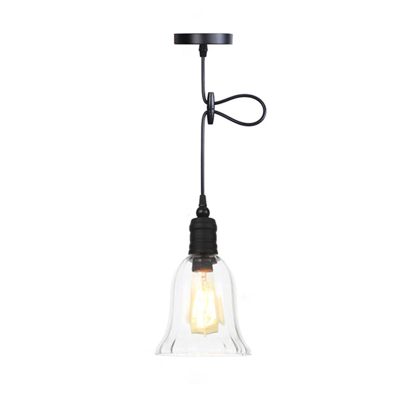 Lámpara colgante de sombra de vidrio transparente Estilo industrial Vintage Luz colgante de una sola bombilla con alambre de suspensión ajustable de 39.3 "