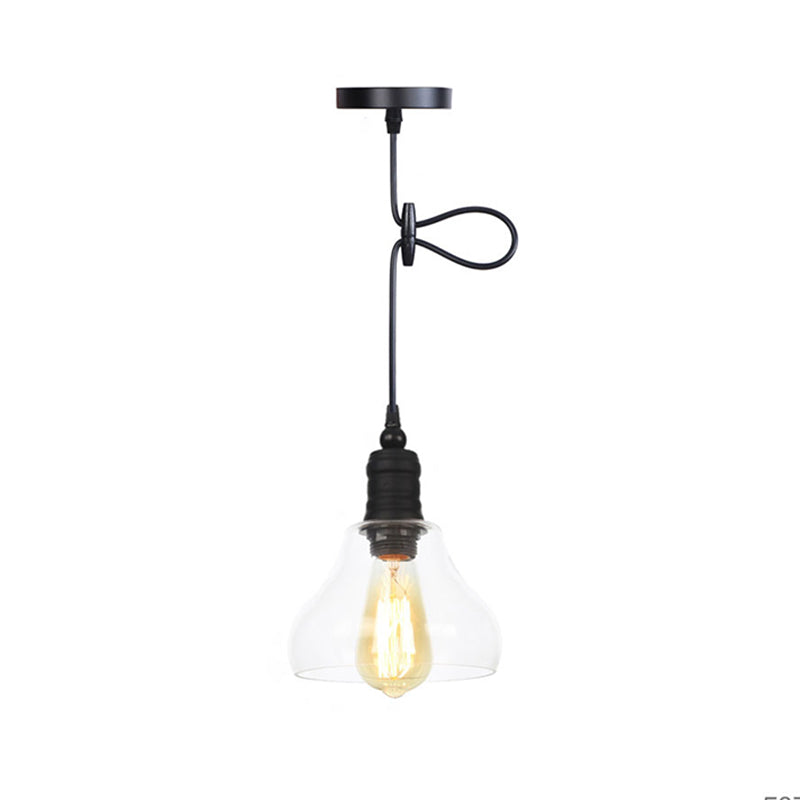 Lámpara colgante de sombra de vidrio transparente Estilo industrial Vintage Luz colgante de una sola bombilla con alambre de suspensión ajustable de 39.3 "