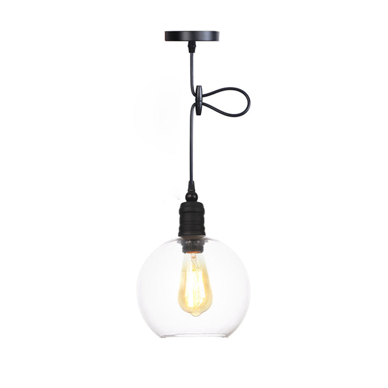 Lámpara colgante de sombra de vidrio transparente Estilo industrial Vintage Luz colgante de una sola bombilla con alambre de suspensión ajustable de 39.3 "