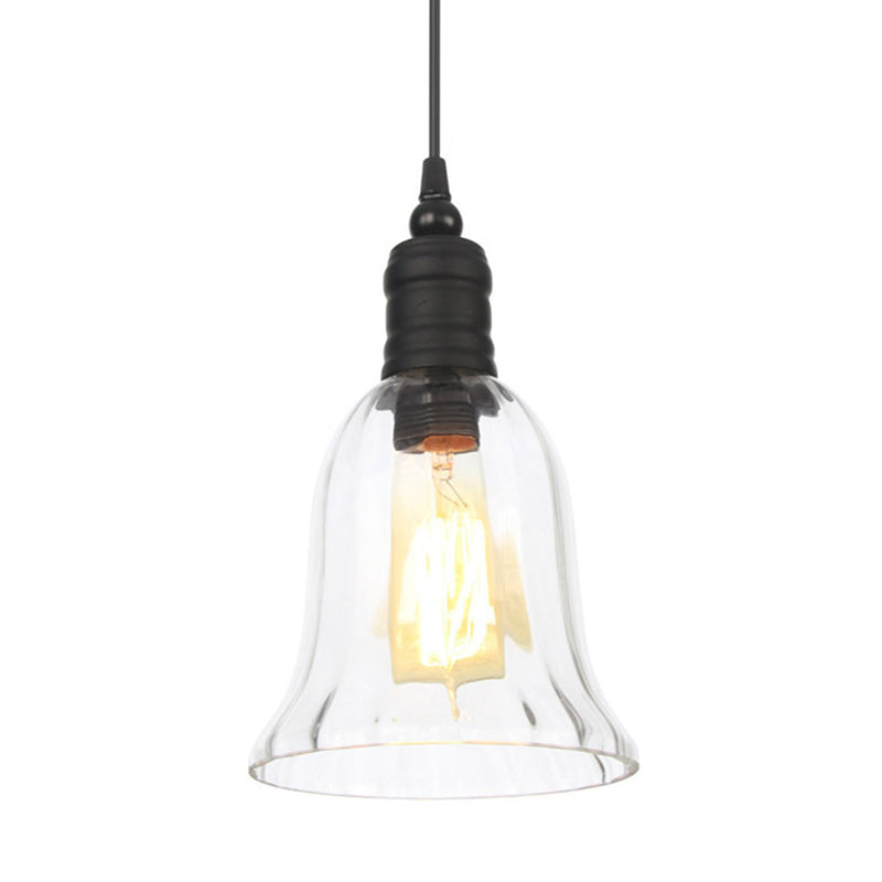 Heldere glazen schaduw hanglamp vintage industriële stijl enkele lamp hanglicht met 39,3 "verstelbare suspensiedraad