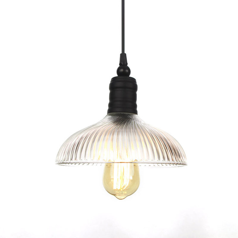 Heldere glazen schaduw hanglamp vintage industriële stijl enkele lamp hanglicht met 39,3 "verstelbare suspensiedraad