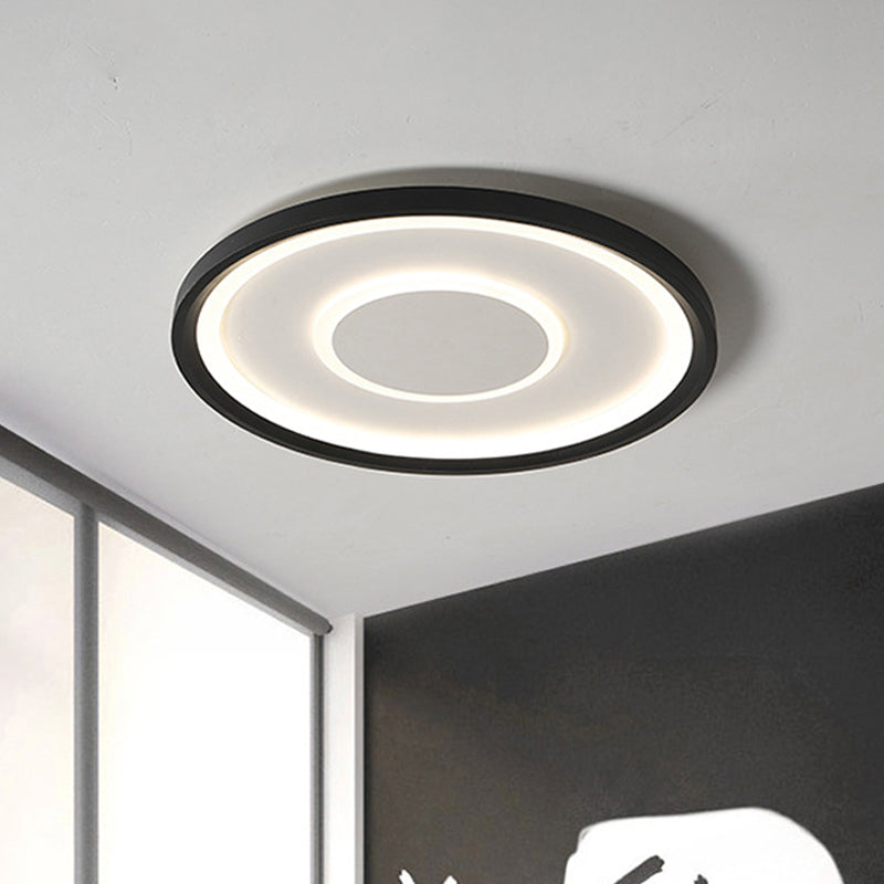 Lámpara de techo LED con bandeja negra, iluminación contemporánea de montaje empotrado de metal de 16"/19,5" de ancho con luz blanca/cálida/atenuación continua con control remoto